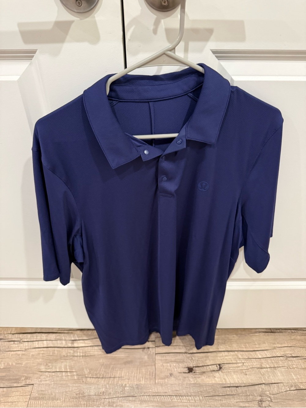 Lululemon Polo Shirt Men’s Snap Front Performance Golf Logo Sport Shirt L Navy